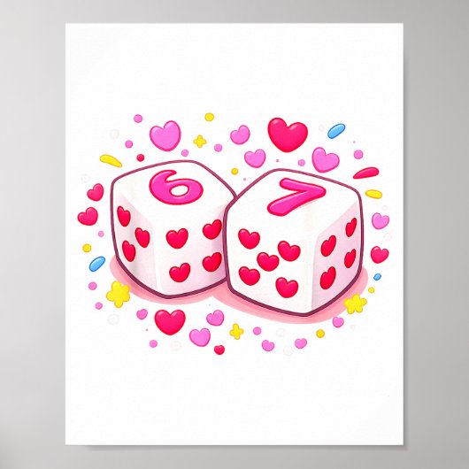 Grappige Preppy 67 Valentijn Zes Zeven Dobbelstene Poster (Voorkant)