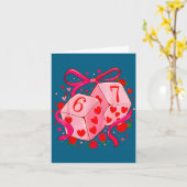 Grappige Preppy 67 Valentijnsdag Zes Zeven Dobbels Kaart (Gele Bloem)