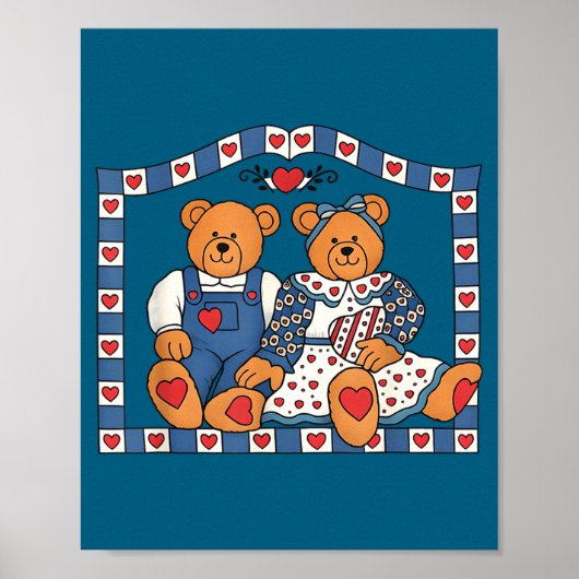 Grappige Preppy 90s Frame Teddybeer Poster (Voorkant)