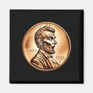 Grappige President Lincoln Penny Munt Collector On Magneet