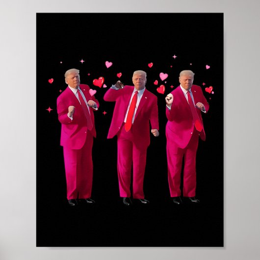 Grappige President Trump Dansen Donald Trump Hart Poster (Voorkant)