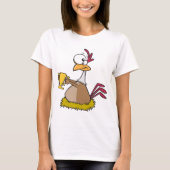 Grappige Prijs Kip Houdt Gouden Trofee T-shirt (Voorkant)