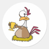 Grappige Prijs Kip Met Gouden Trofee Ronde Sticker (Voorkant)