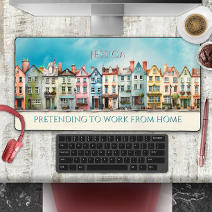 Grappige primitieve kunsthuizen werken vanuit huis bureaumat