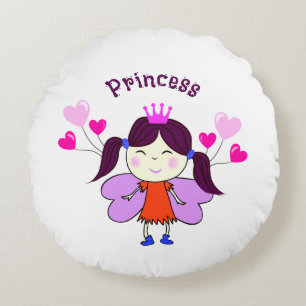 Grappige prinses met ballonnen rond kussen