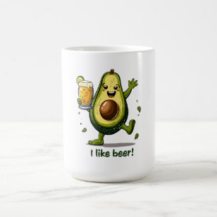 Grappige print met een groene cartoon avocado kara magische mok