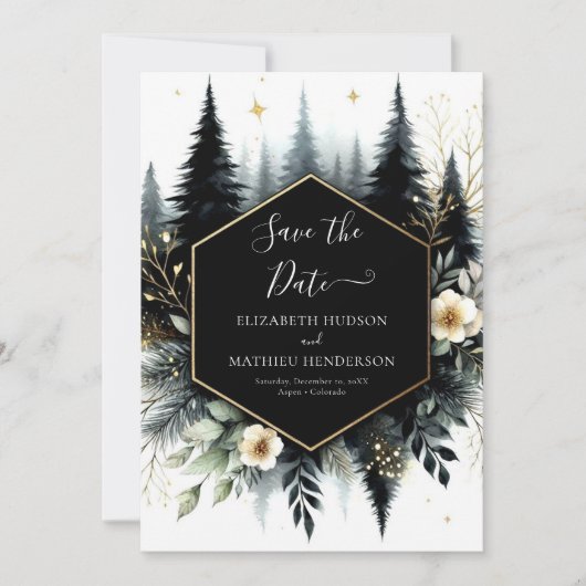 Grappige Printable Enchanted Forest Wedding Save The Date (Voorkant)