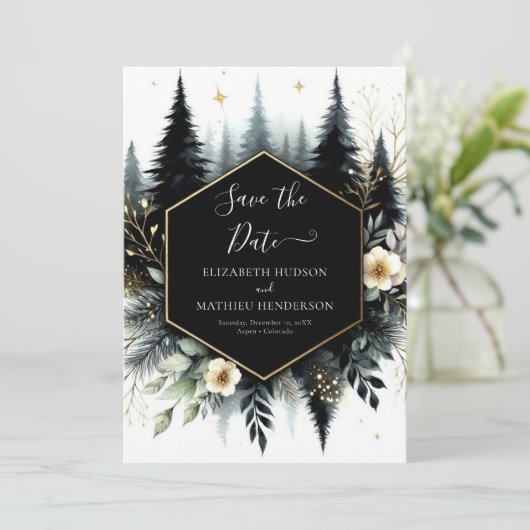 Grappige Printable Enchanted Forest Wedding Save The Date (Staand voorkant)