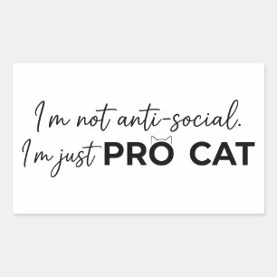 Grappige Pro Kat Anti-Sociaal Introvert Rechthoekige Sticker