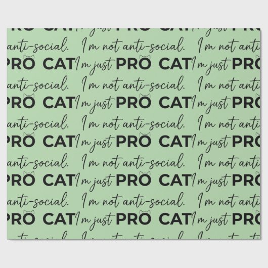 Grappige Pro Kat Anti-Sociale Introvert Cadeaupapier (Vlak)
