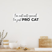 Grappige Pro Kat Anti-Sociale Introvert Poster (Keuken)