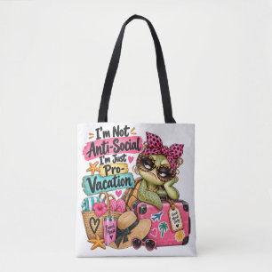 Grappige Pro-Vakantie Lieve Turtle Beach Tote Bag