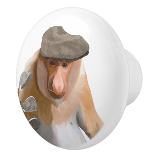 Grappige Proboscis Aap Golfer Keramische Knop (Rechts)