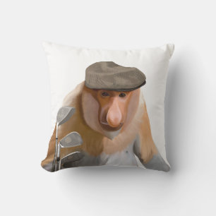 Grappige Proboscis Aap Golfer Kussen
