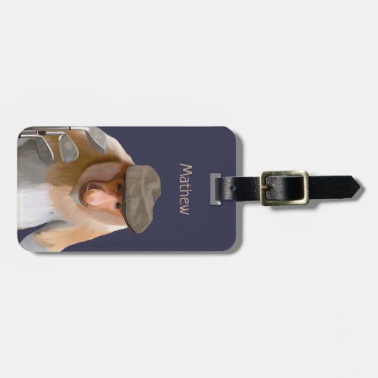 Grappige Proboscis Monkey Golf Liefhebbers Bagagelabel (Voorkant horizontaal)