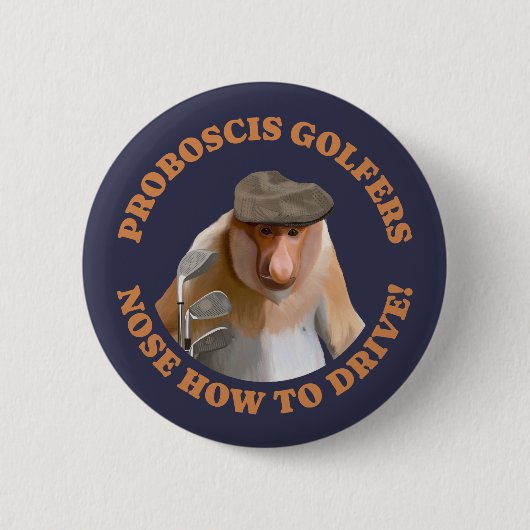 Grappige Proboscis Monkey Golf Liefhebbers Ronde Button 5,7 Cm (Voorkant)