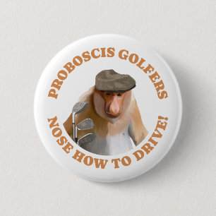 Grappige Proboscis Monkey Golf Liefhebbers Ronde Button 5,7 Cm