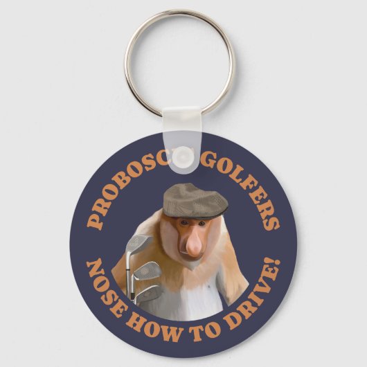 Grappige Proboscis Monkey Golf Liefhebbers Sleutelhanger (Voorkant)
