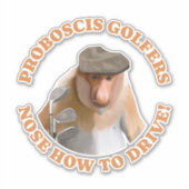 Grappige Proboscis Monkey Golf Liefhebbers Sticker (Voorkant)
