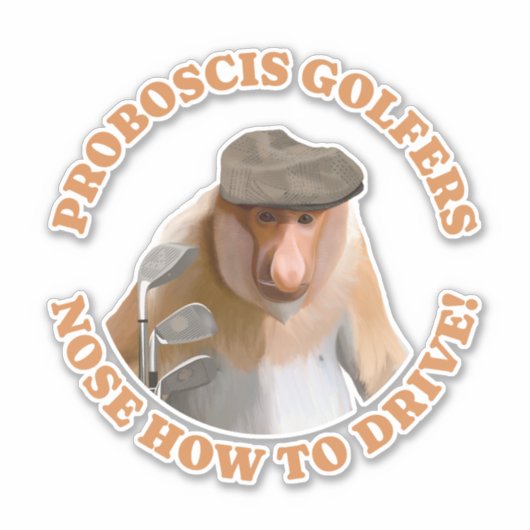 Grappige Proboscis Monkey Golf Liefhebbers Sticker (Voorkant)