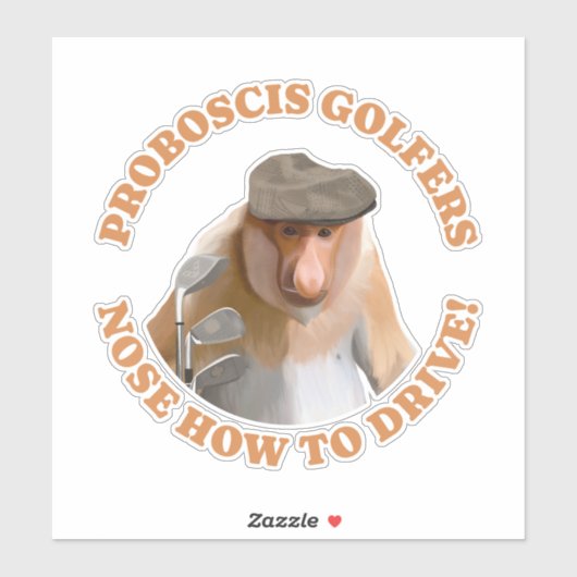 Grappige Proboscis Monkey Golf Liefhebbers Sticker (Vel)