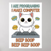 Grappige programmeer kat meme - "Ik ben aan het pr Poster (Voorkant)