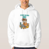 Grappige programmeur Cartoon met "Code Mode: ON" Hoodie (Voorkant)