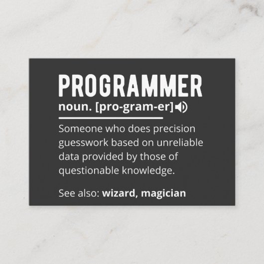 Grappige programmeur code ontwikkelaar betekenis d visitekaartje (Voorkant)