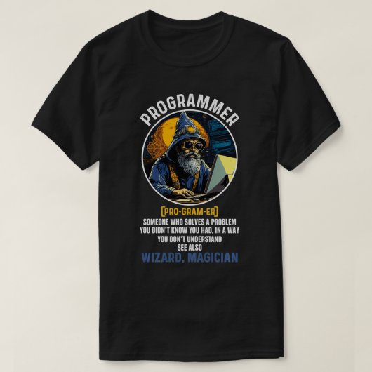 Grappige programmeur definitie informatietechnolog t-shirt (Design voorkant)