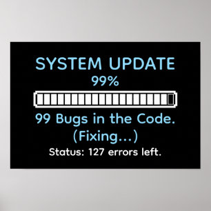 Grappige programmeur die codeert poster