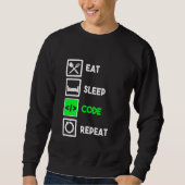 Grappige Programmeur Eat Slaap Code Herhalen Trui (Voorkant)