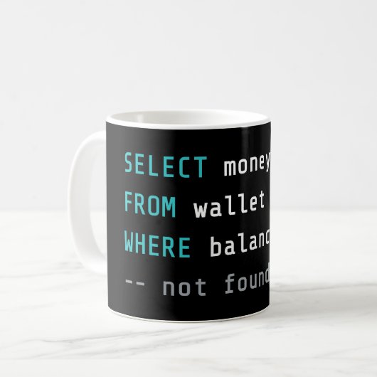 Grappige programmeur grapte SQL-code geek Koffiemok (Voorkant links)