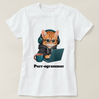 Grappige programmeur kat met Purr-ogrammer grap T-shirt
