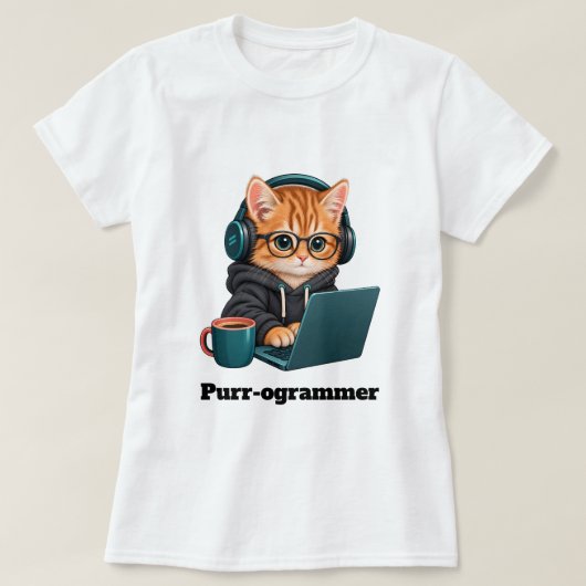 Grappige programmeur kat met Purr-ogrammer grap T-shirt (Design voorkant)