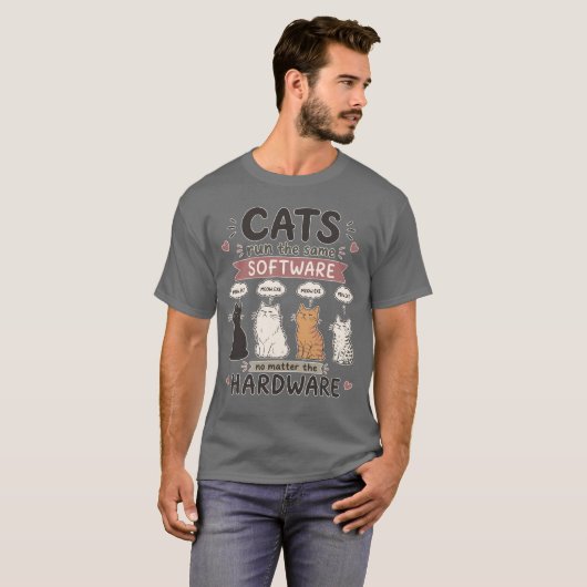 Grappige programmeur kattenliefhebber codeerhumor t-shirt (Voorkant volledig)