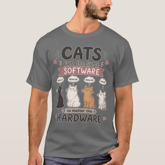 Grappige programmeur kattenliefhebber codeerhumor t-shirt (Voorkant)