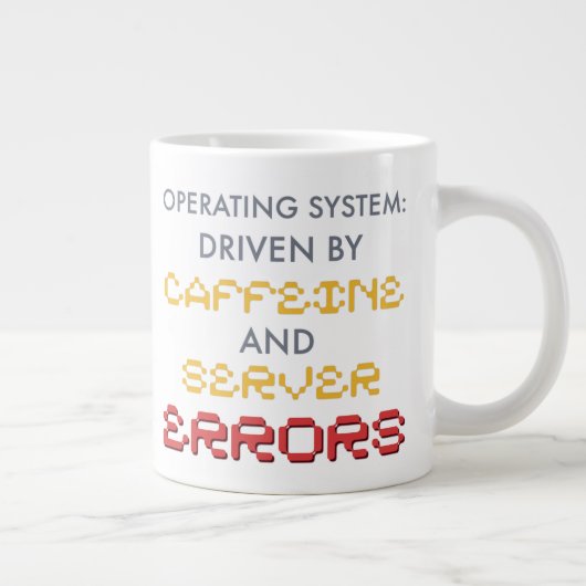 Grappige programmeur koffie- en serverfouten grote koffiekop (Rechts)