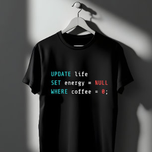 Grappige programmeur koffie SQL query T-shirt