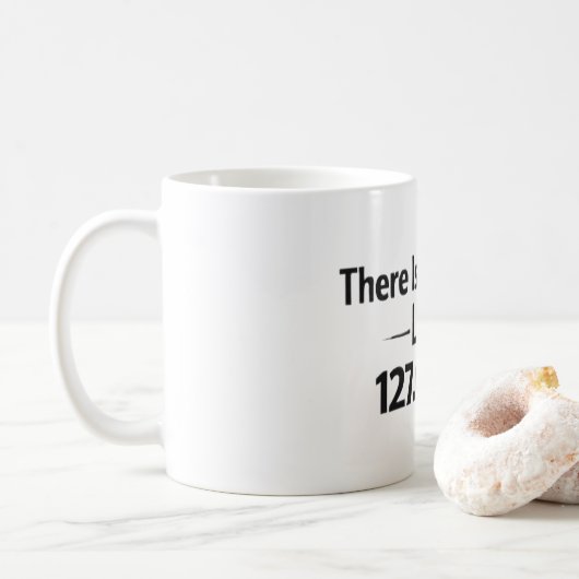 Grappige programmeur mok - Geen plaats zoals 127.0 (Met donut)