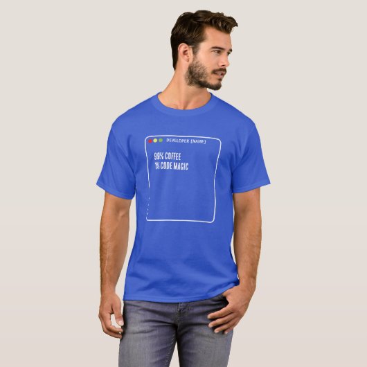 Grappige programmeurcode magie - Aangepaste naam T-shirt (Voorkant volledig)