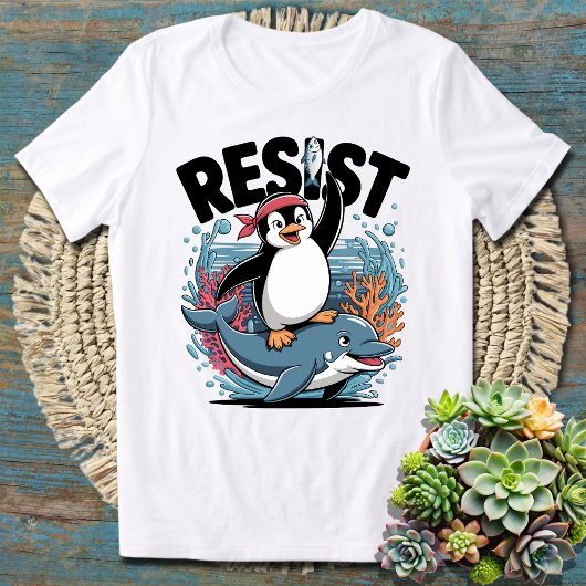 Grappige Protest Pinguïn Kunst Verzets Pinguïn Act T-shirt