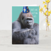 Grappige Pruilende Gorilla Houdt van Oude Sarcasti Kaart (Gele Bloem)