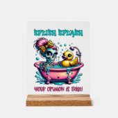 Grappige prullenbak mening skelet acryl bord (Voorkant)