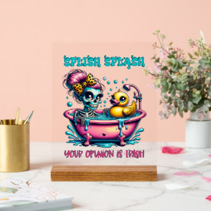Grappige prullenbak mening skelet acryl bord