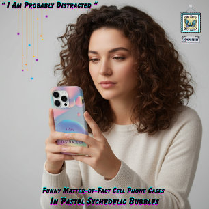 Grappige Psychedelische Pastel Bubble Typografie T iPhone 15 Pro Case