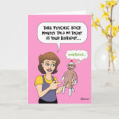 Grappige psychische sok aap verjaardag kaart (Gele Bloem)