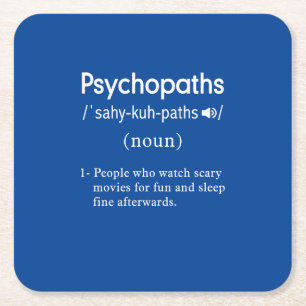 Grappige psychopaten definitie blauw kartonnen onderzetters