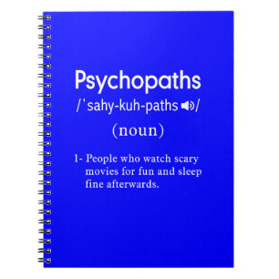 Grappige psychopaten definitie blauw notitieboek