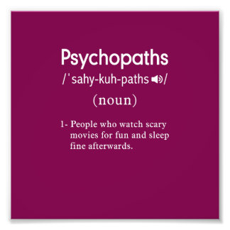 Grappige psychopaten definitie wijn foto afdruk