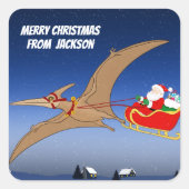 Grappige Pterodactylus Interventie Kerstmis Avontu Vierkante Sticker (Voorkant)